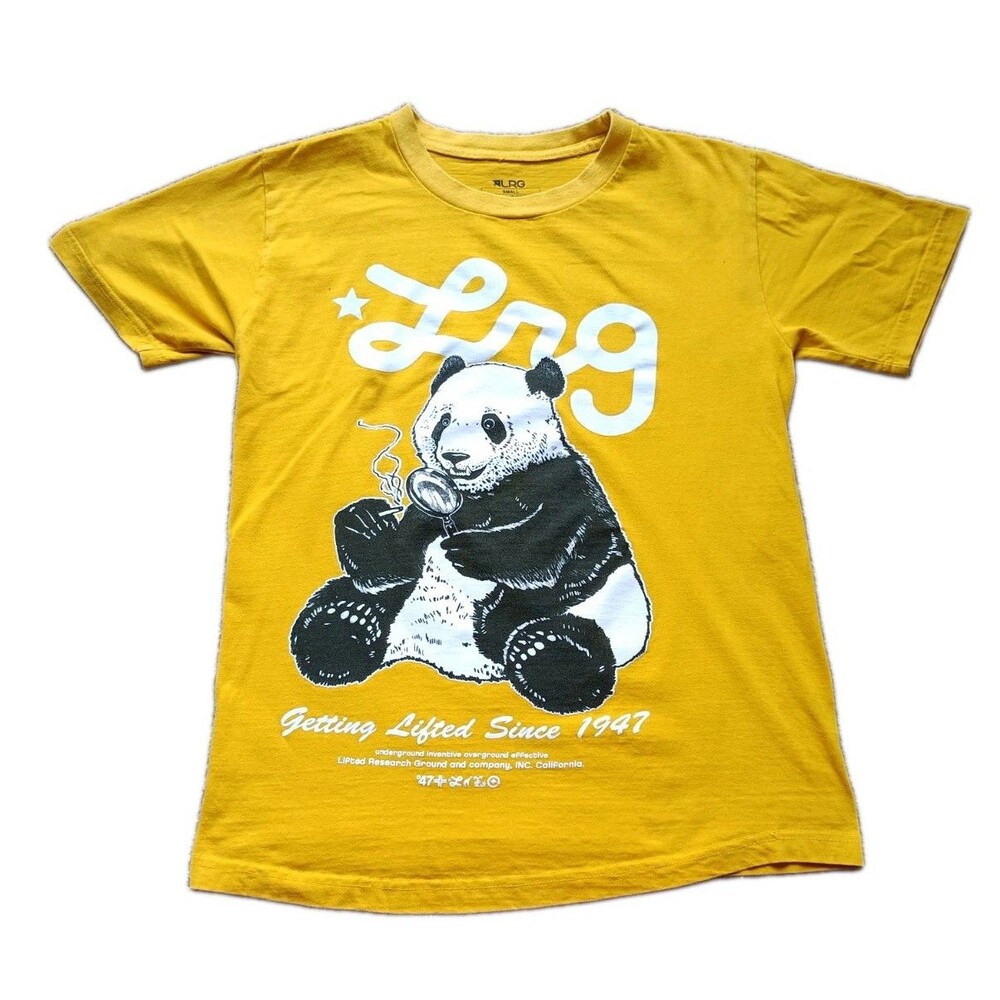 Lifted Research Group Mens LRG Panda Mag Lite 420 Collection Yellow Shirt Size S